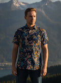 Navy Jungle Print Premium Rayon Shirt
