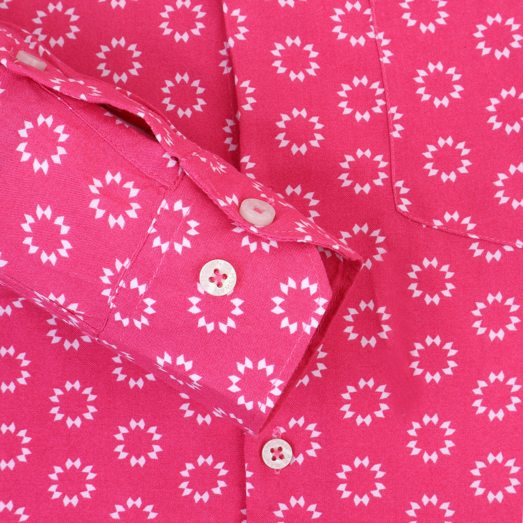 Men'S Premium Rayon Shirt With Pink Block Print