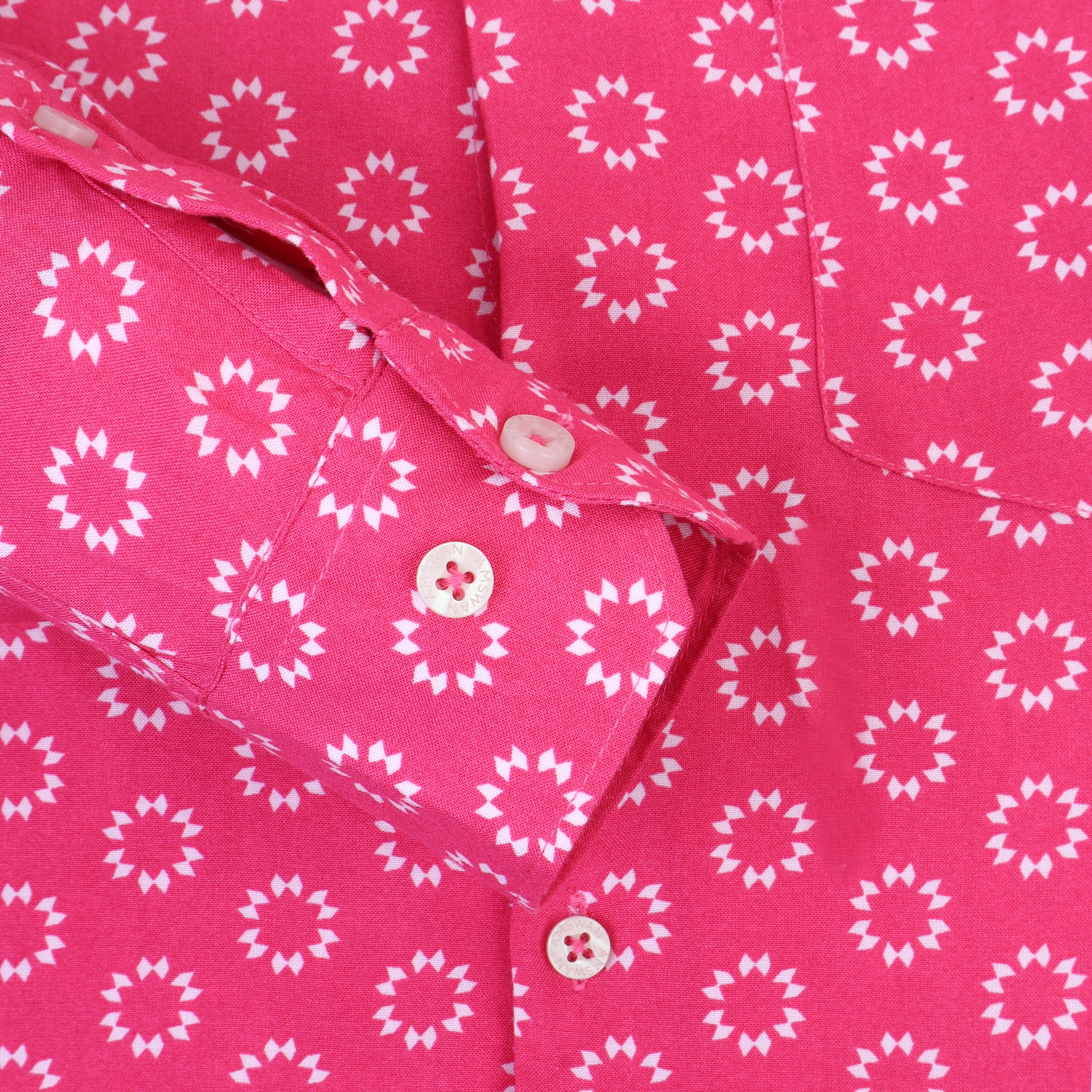 Men'S Premium Rayon Shirt With Pink Block Print