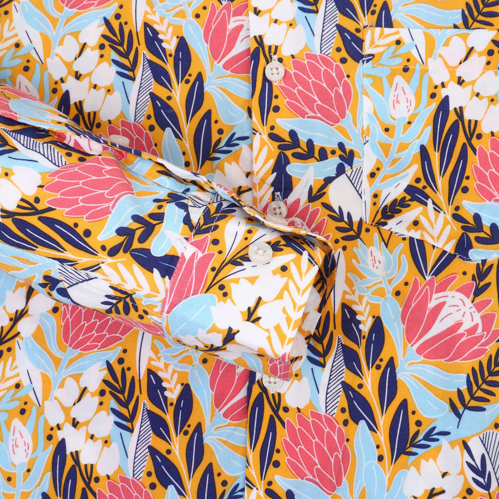 Men'S Floral Print Premium Rayon Shirt