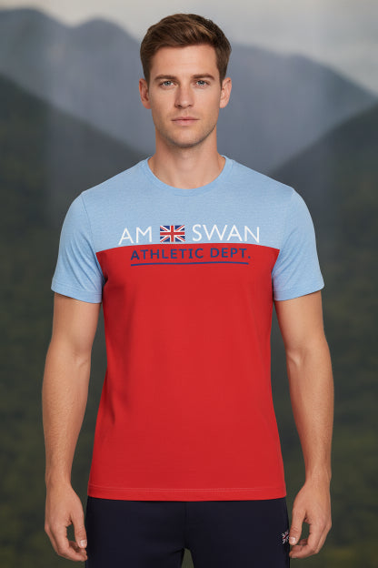 Mens Premium Cotton Colourblock Printed Half Sleeve Crew Neck T-Shirts