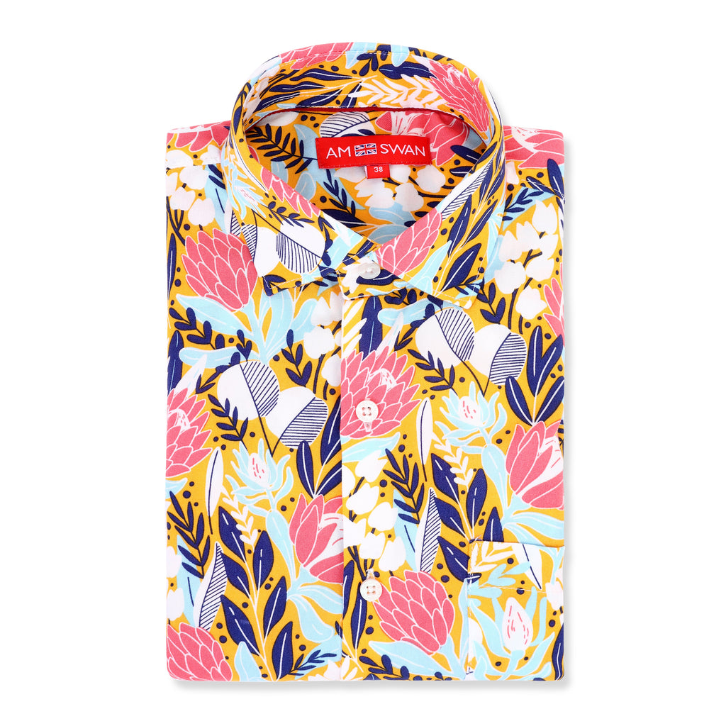 Men'S Floral Print Premium Rayon Shirt