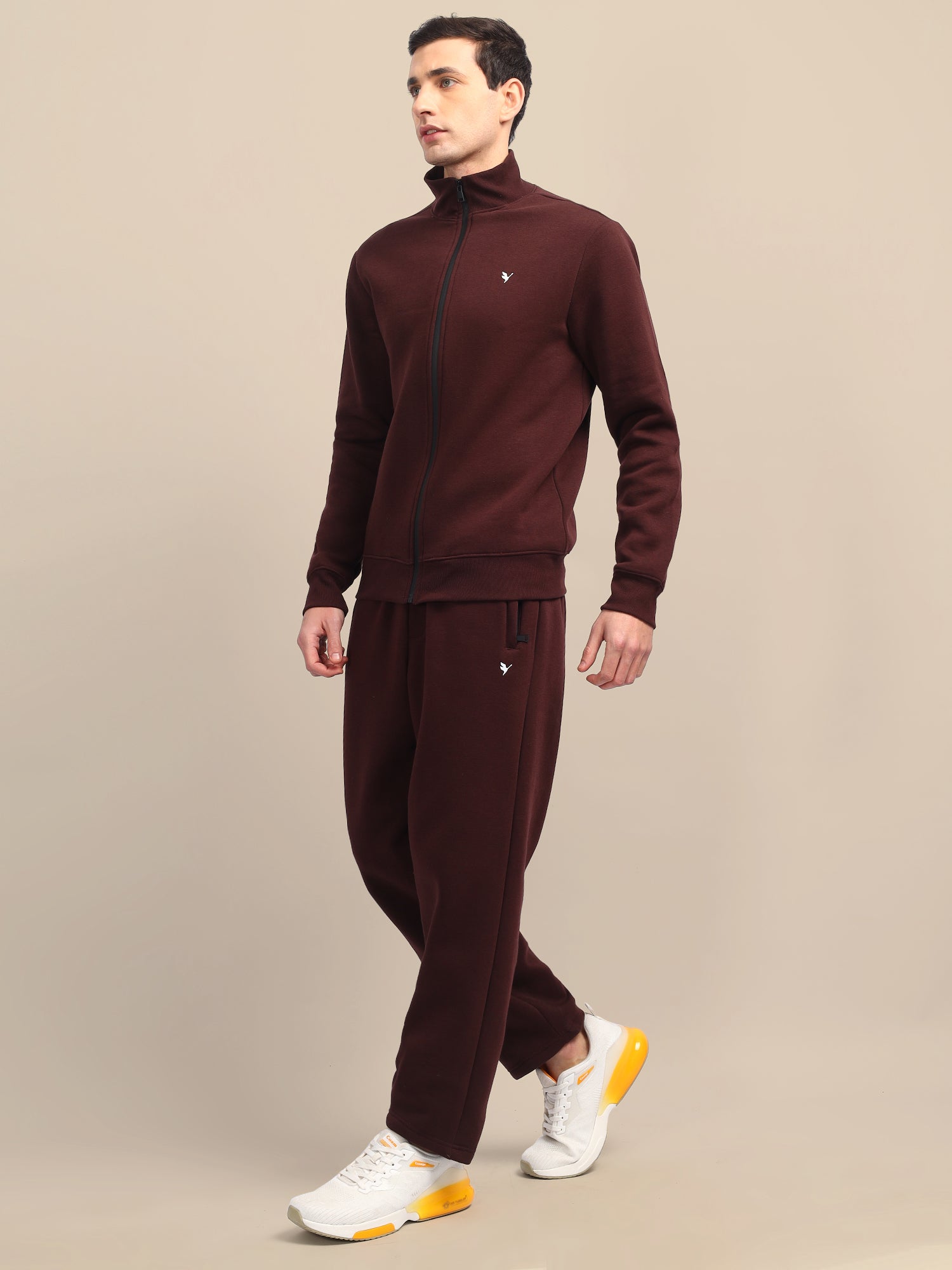 Amswan Men'S Brown Stylish And Comfortable Full Zipper Sweatshirts