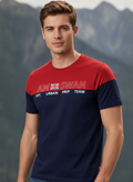 Mens Premium Cotton Colourblock Printed Half Sleeve Crew Neck T-Shirts