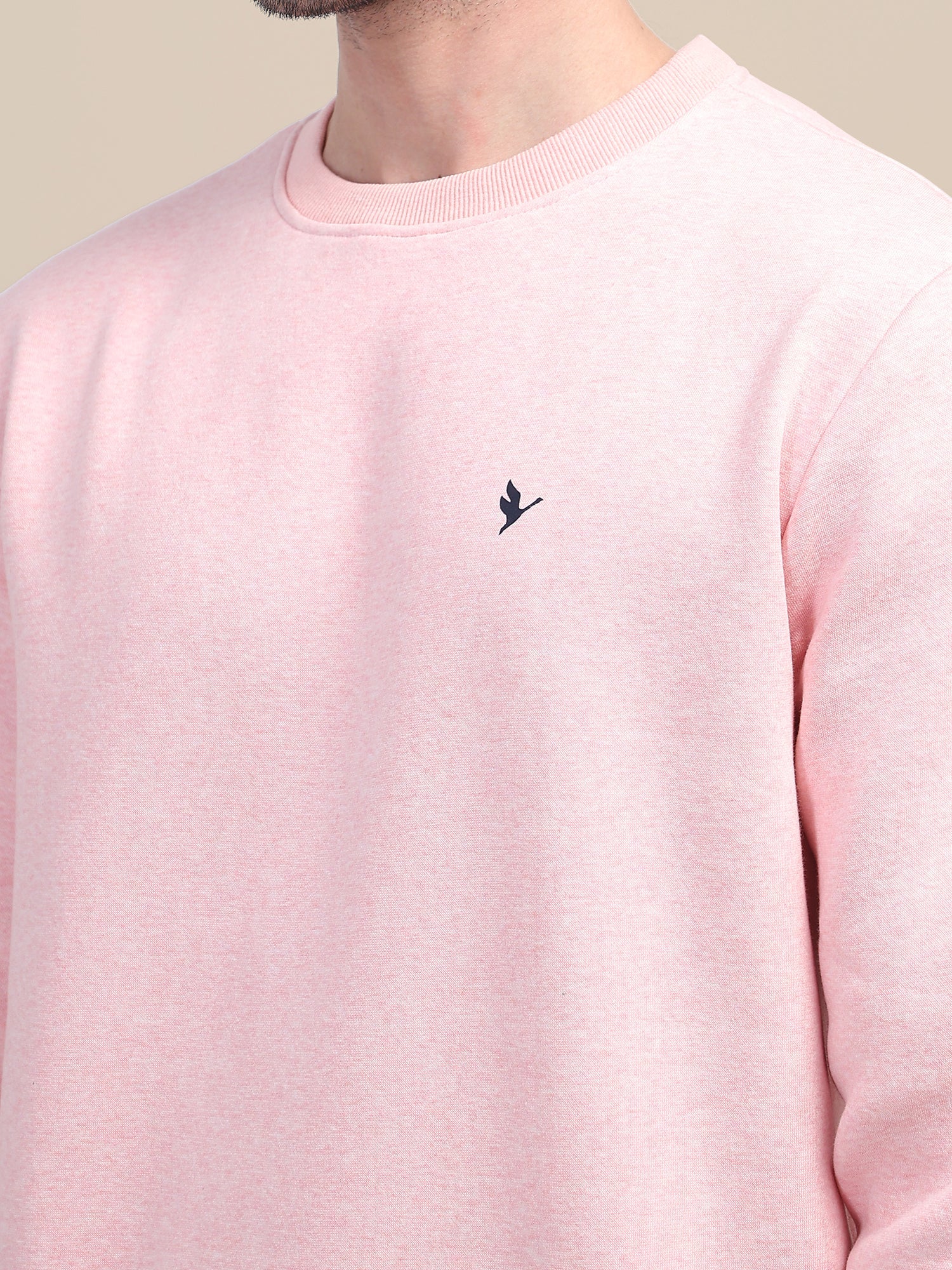 AMSWAN MEN'S PINK SOLID COMFORT: PREMIUM COTTON SWEATSHIRT FOR TIMELESS STYLE AND COZY ELEGANCE