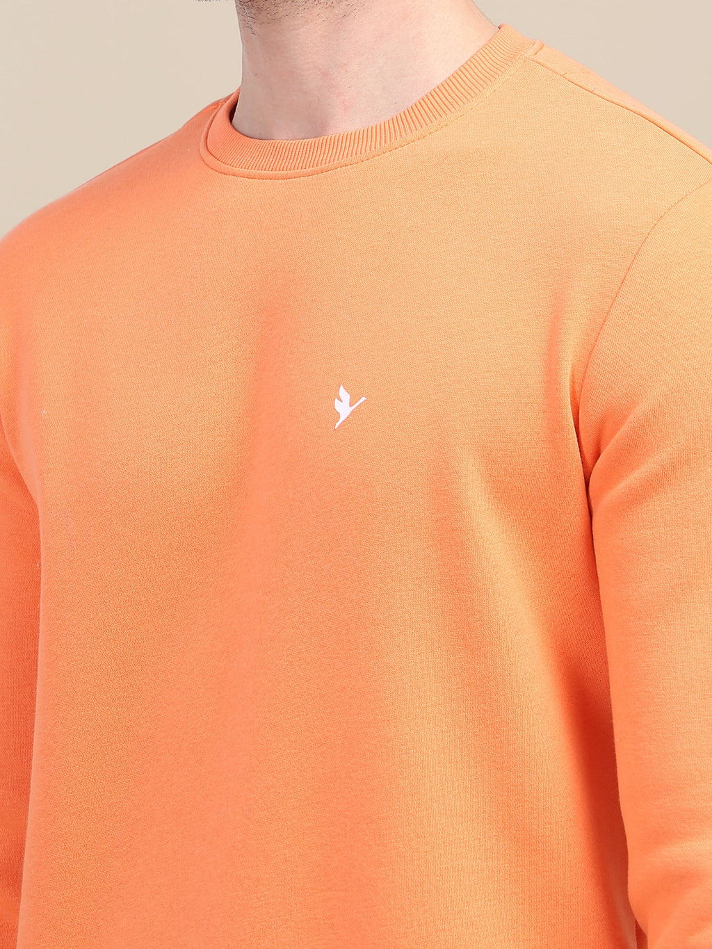 AMSWAN MEN'S ORANGE SOLID COMFORT: PREMIUM COTTON SWEATSHIRT FOR TIMELESS STYLE AND COZY ELEGANCE