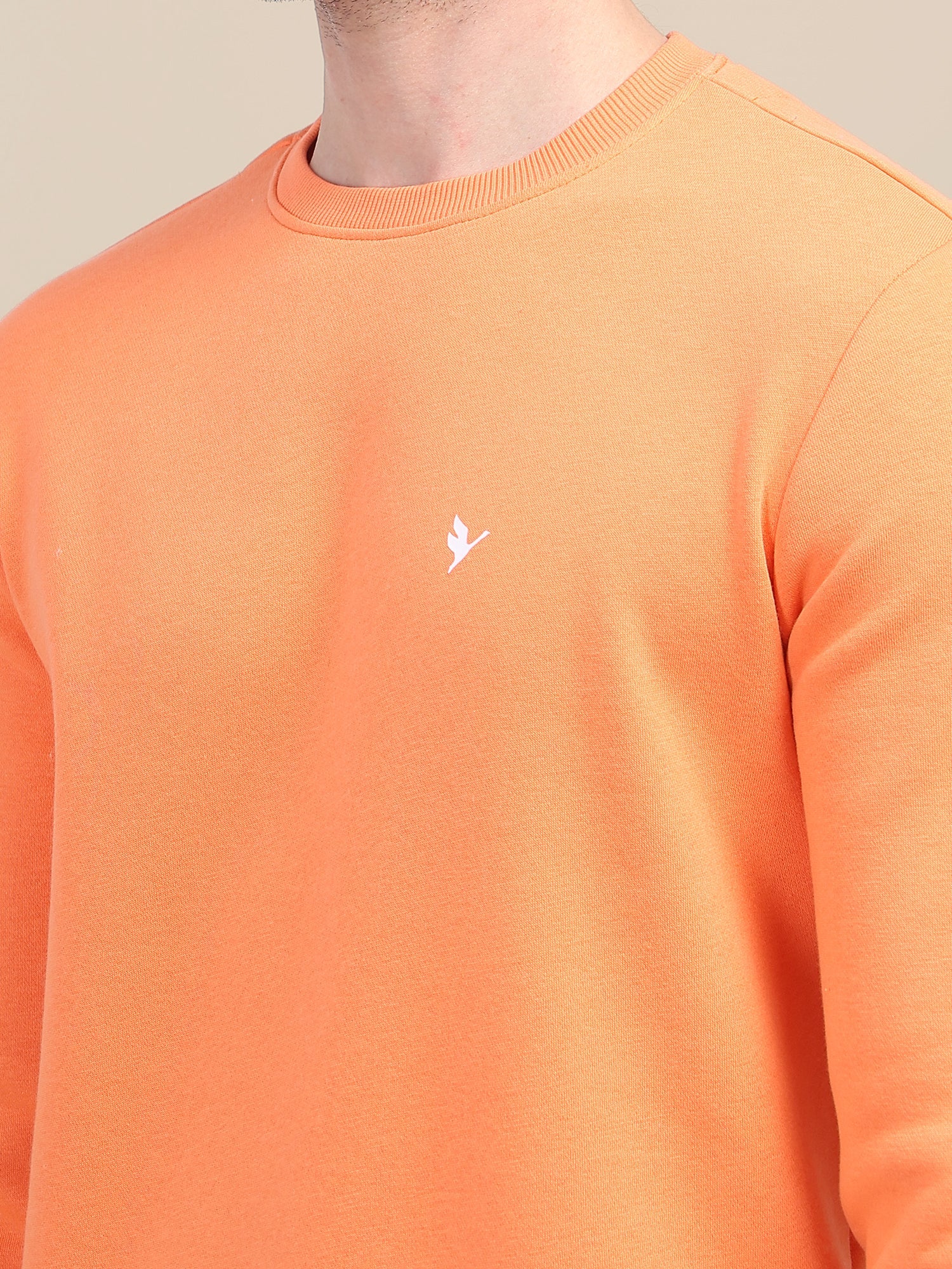 AMSWAN MEN'S ORANGE SOLID COMFORT: PREMIUM COTTON SWEATSHIRT FOR TIMELESS STYLE AND COZY ELEGANCE