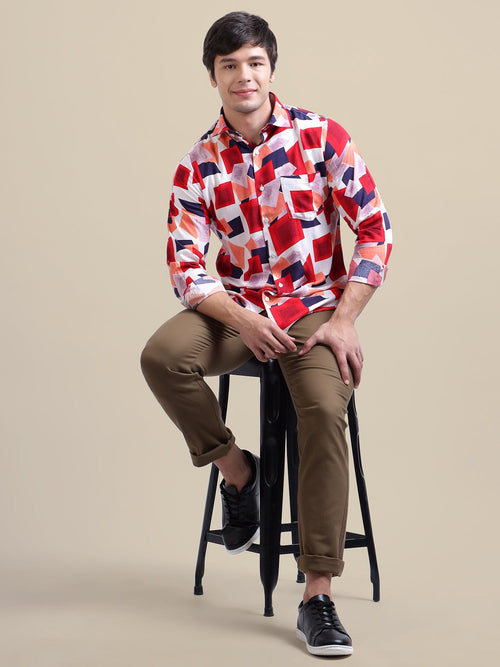 Brown Casual Trousers Solid Cotton Lycra Smart Fit