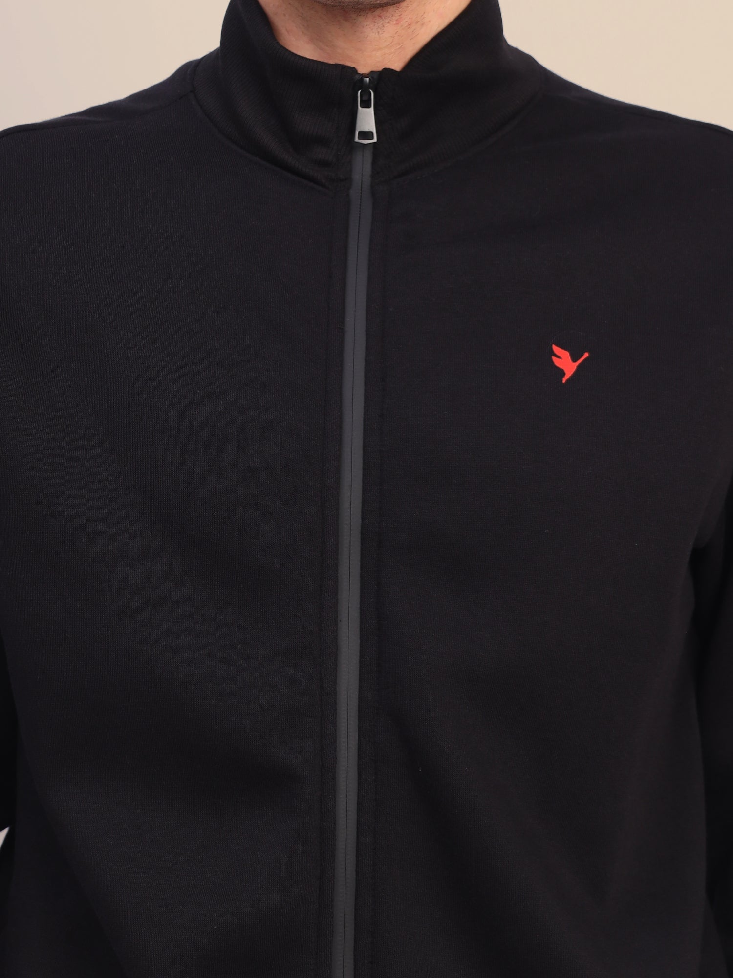 Amswan Men'S Black Stylish And Comfortable Full Zipper Sweatshirts