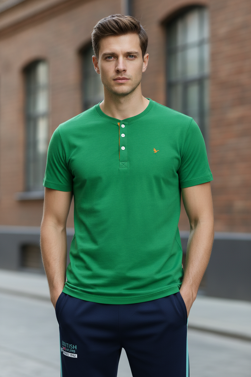 Mens Premium Cotton Half Sleeve Henley T-Shirts