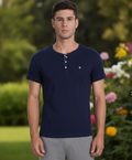 Mens Premium Cotton Half Sleeve Henley T-Shirts