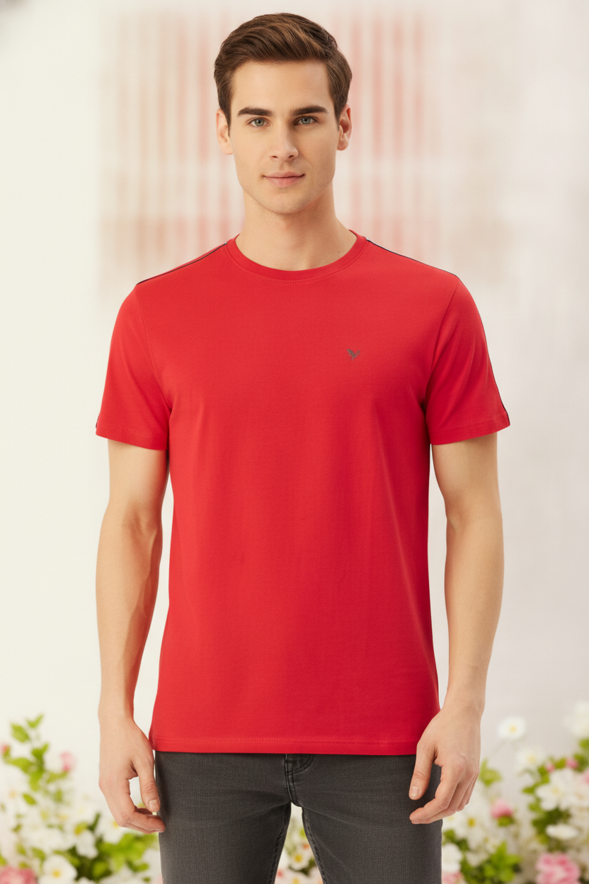 Mens Premium Cotton Lycra Half Sleeve Crew Neck T-Shirts
