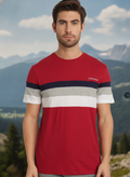 Mens Premium Cotton Colourblock Printed Half Sleeve Crew Neck T-Shirts