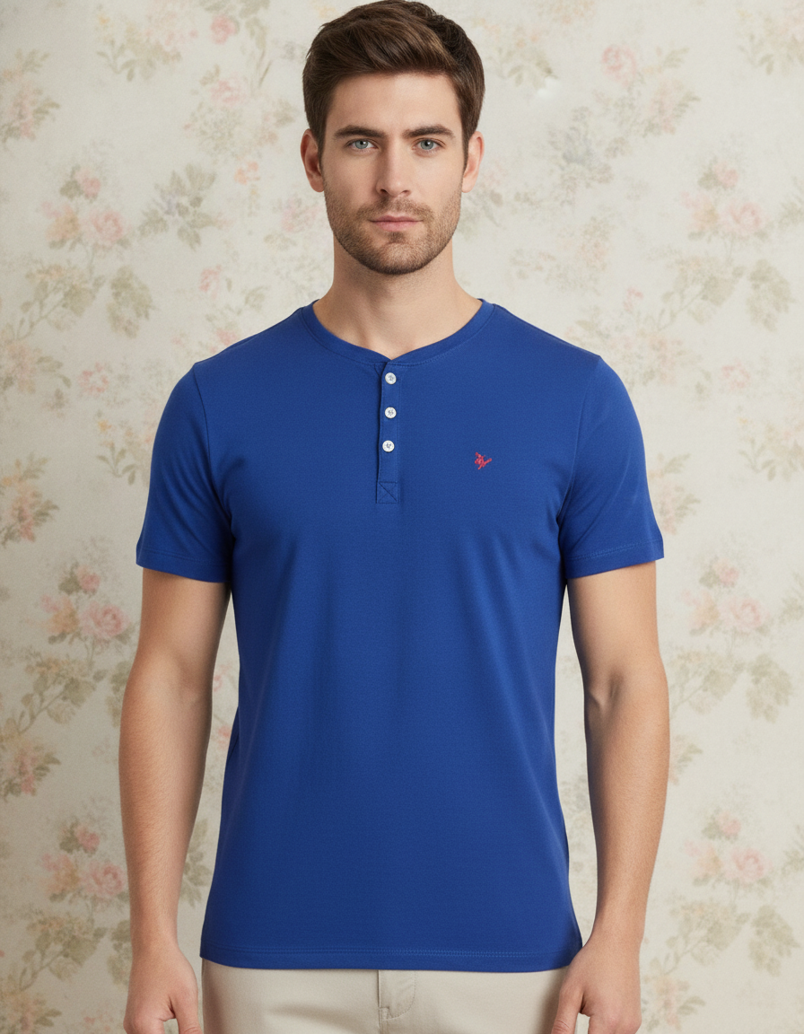 Mens Premium Cotton Half Sleeve Henley T-Shirts