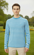 Mens Premium Cotton Striped Full Sleeve Crew Neck T-Shirts