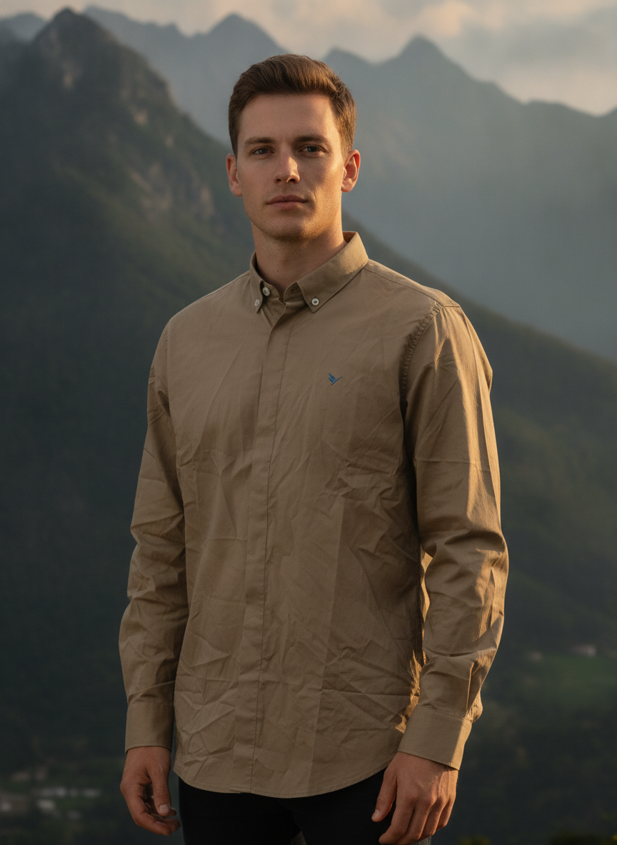 Brown Shirt With Premium Cotton Lycra