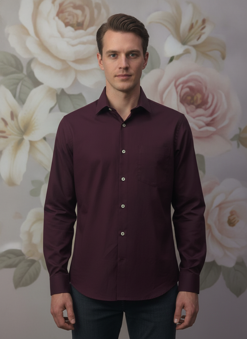 Premium Cotton Lycra Wine Shirt