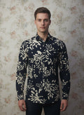 Men'S Premium Rayon Shirt With Black Floral Print