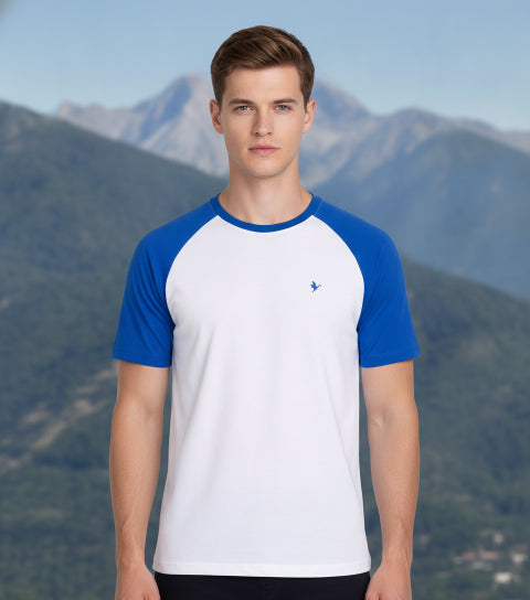 Mens Premium Cotton Raglan Half Sleeve Crew Neck T-Shirts