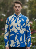Men'S Premium Rayon Shirt With Blue Floral Print