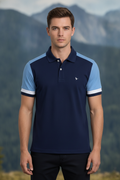 Mens Cotton Rich Colourblocked Half Sleeve Collar T-Shirts