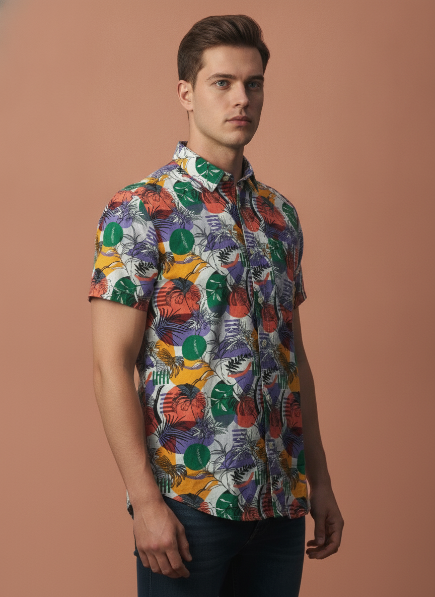 Multicolor Hawaiian Print Premium Rayon Shirt