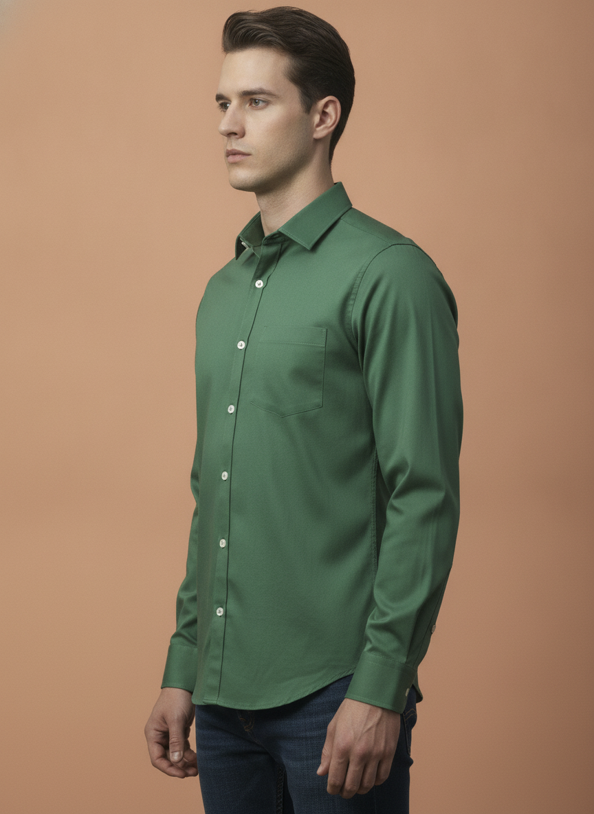 Premium Cotton Lycra Satin Sea Green Shirt