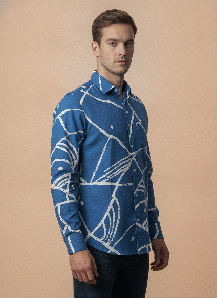 Abstract Printed Premium Shirt For Men'S In Rayon Fabric