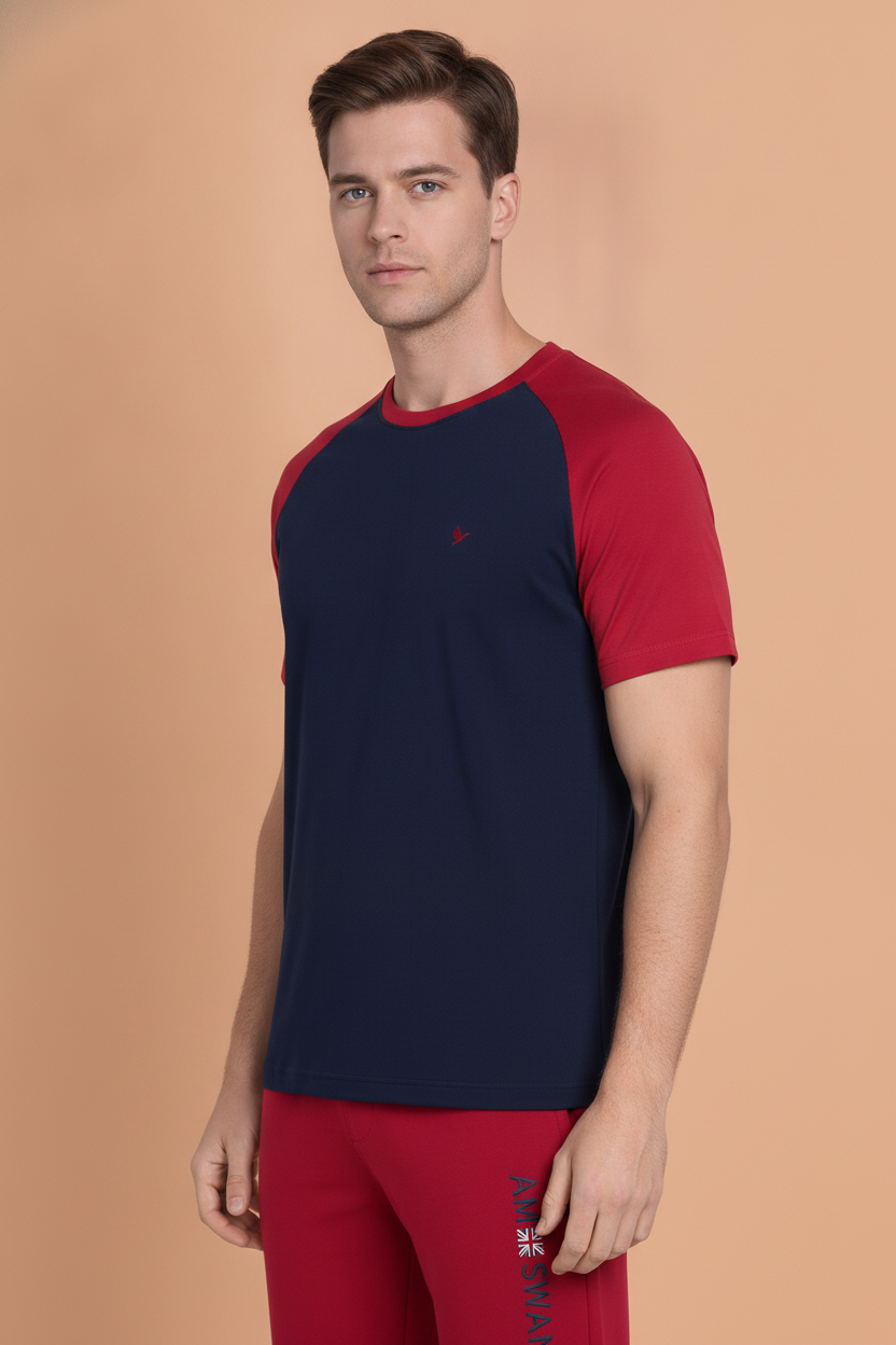 Mens Premium Cotton Raglan Half Sleeve Crew Neck T-Shirts