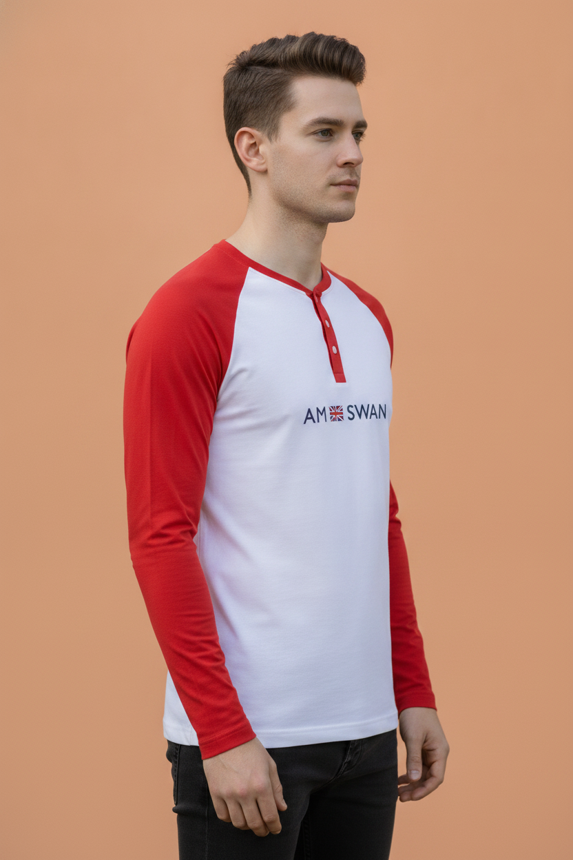 Mens Premium Cotton Printed Full Sleeve Henley T-Shirts