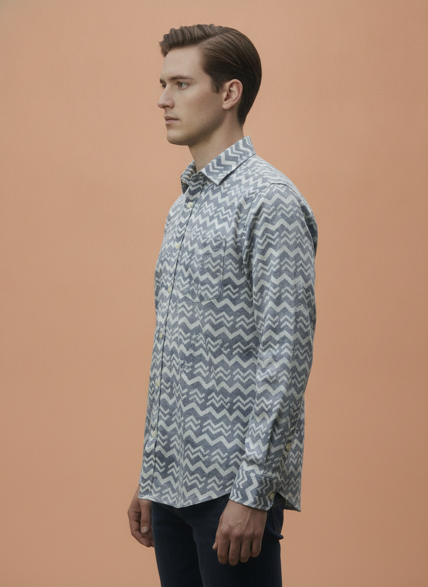 Men'S Poly Satin Lycra  Digital Printed Shirt