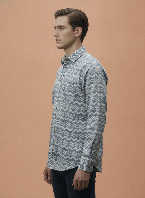 Men'S Poly Satin Lycra  Digital Printed Shirt