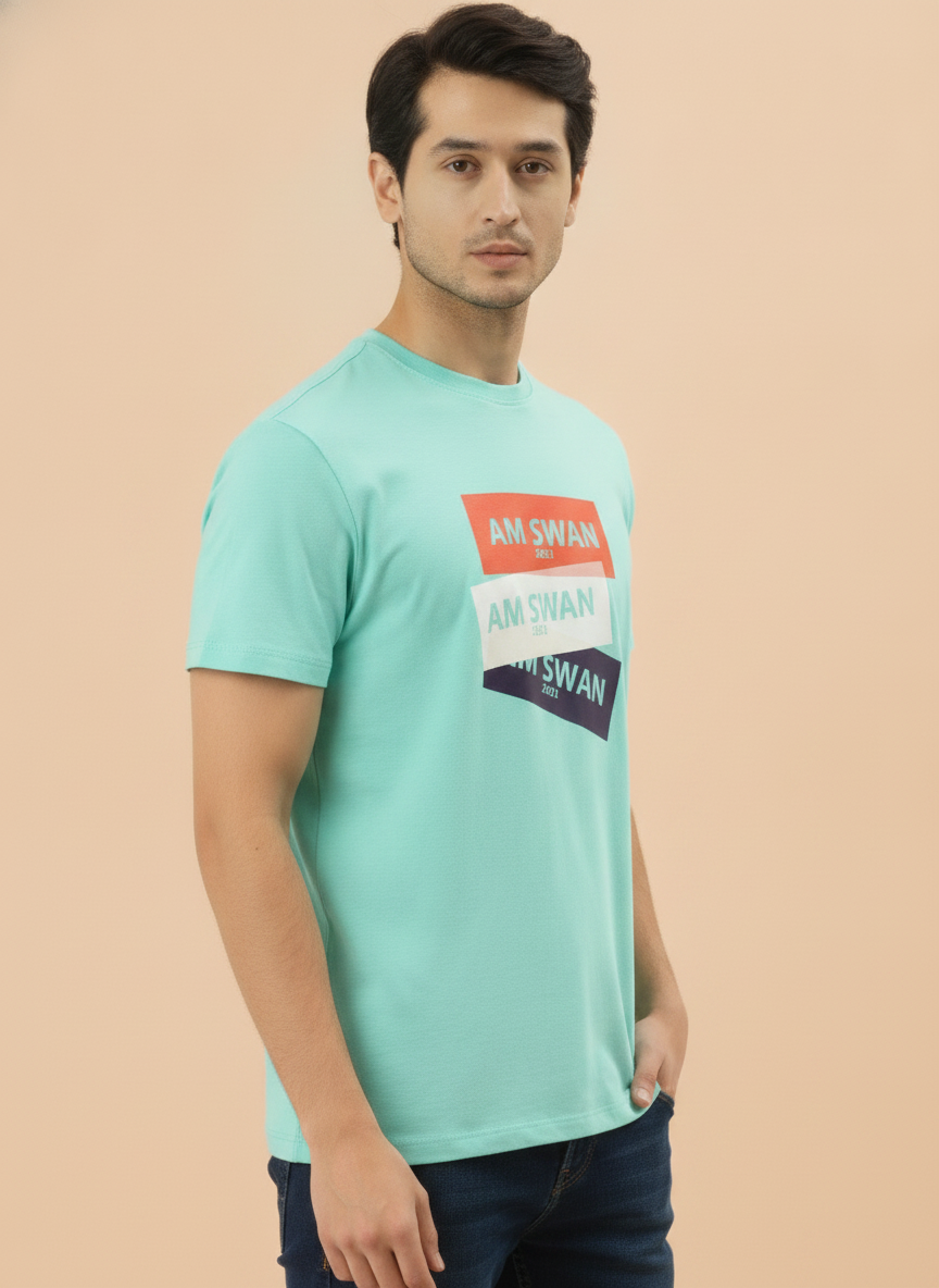 Mens Premium Cotton Printed Half Sleeve Crew Neck T-Shirts