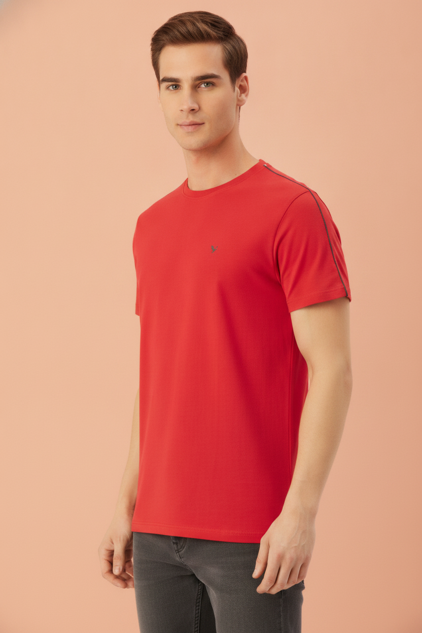Mens Premium Cotton Lycra Half Sleeve Crew Neck T-Shirts