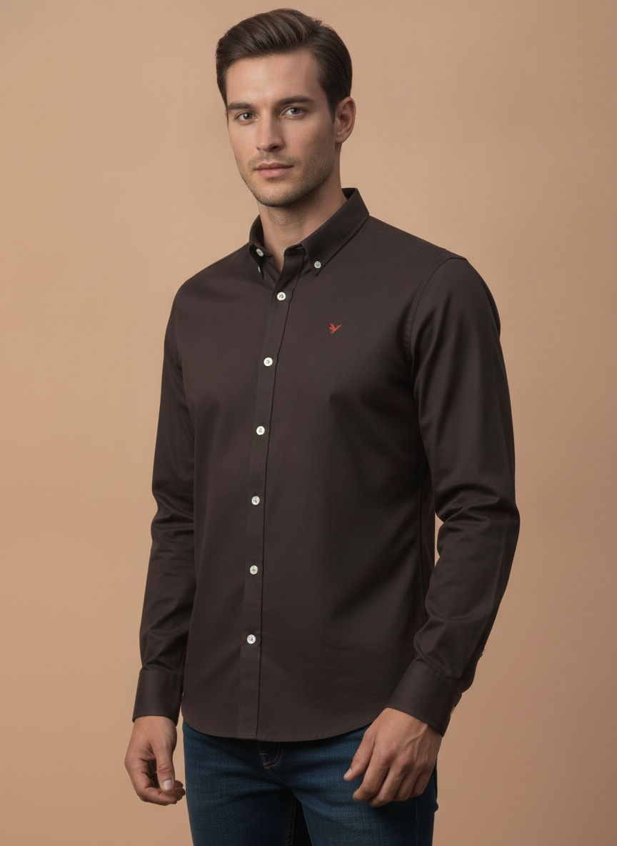 Brown Shirt With Premium Cotton Lycra