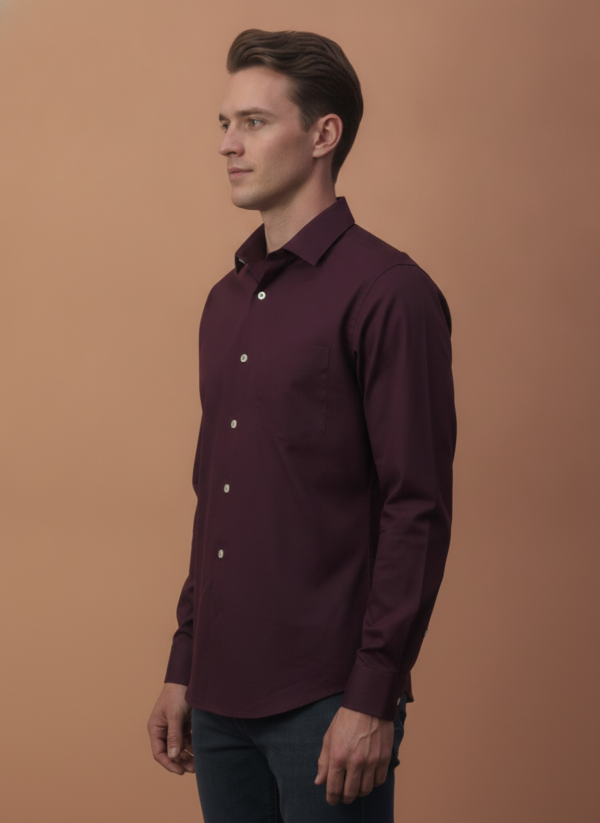 Premium Cotton Lycra Wine Shirt
