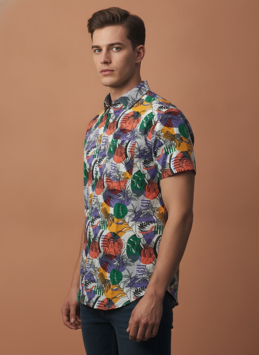 Multicolor Hawaiian Print Premium Rayon Shirt