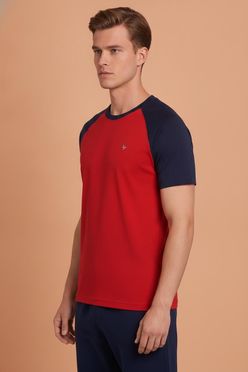 Mens Premium Cotton Raglan Half Sleeve Crew Neck T-Shirts