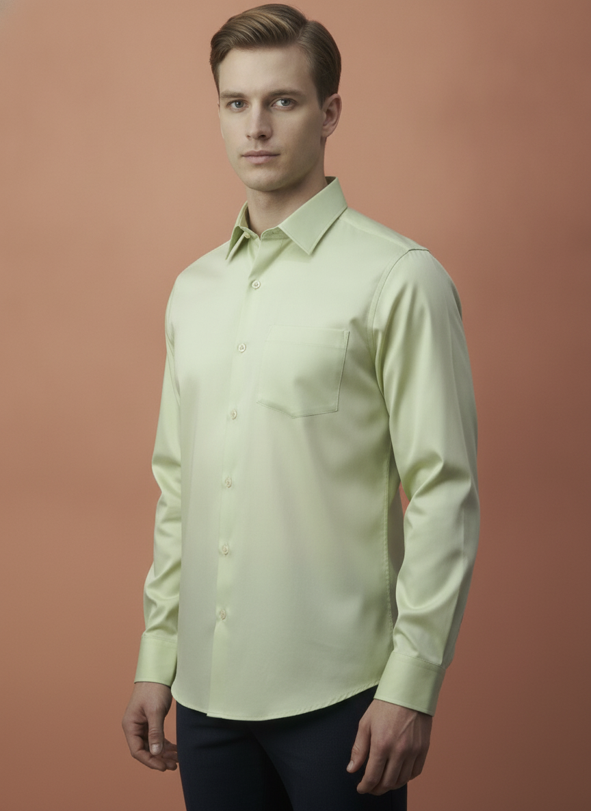 Premium Cotton Satin Pistachio Green Shirt