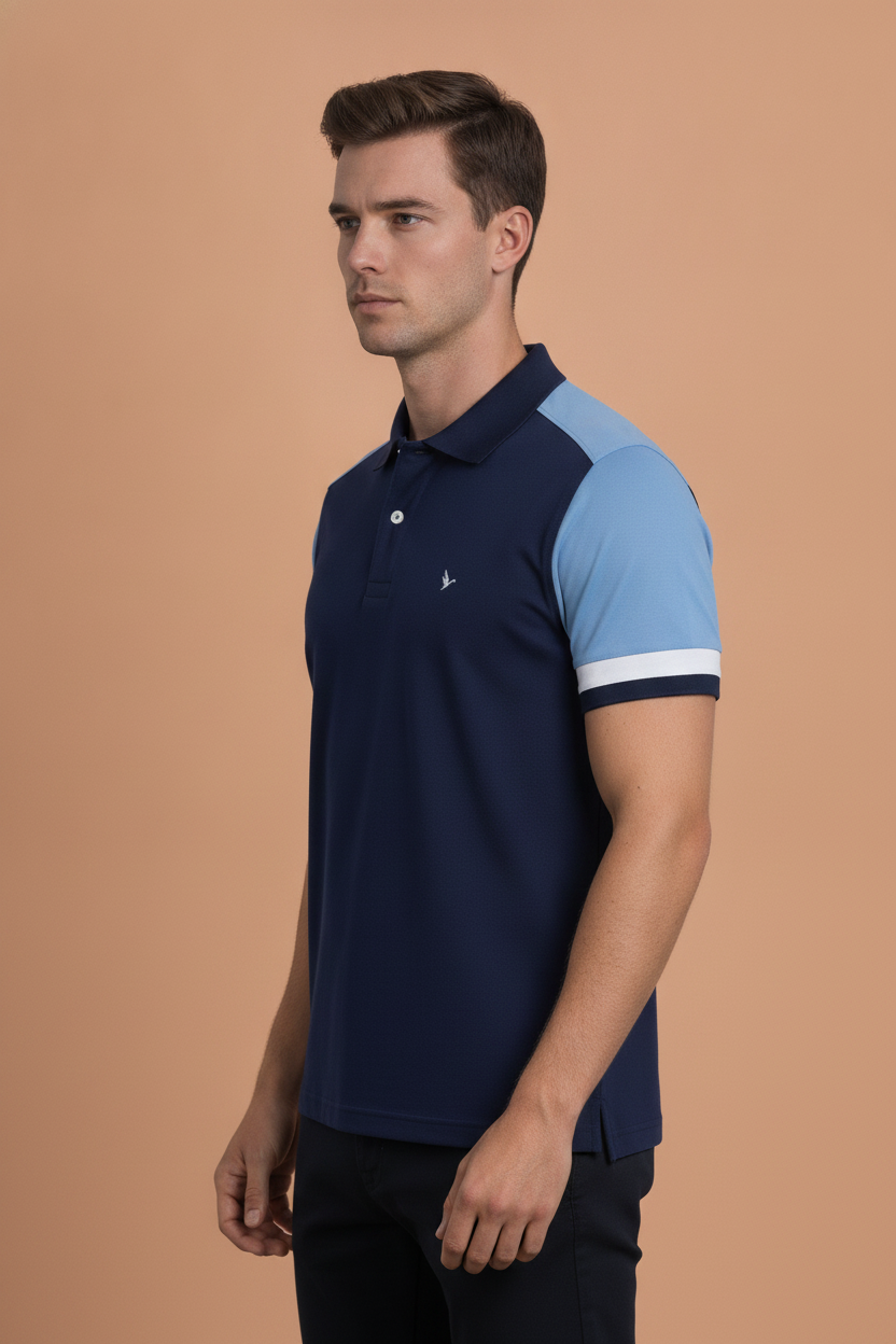 Mens Cotton Rich Colourblocked Half Sleeve Collar T-Shirts
