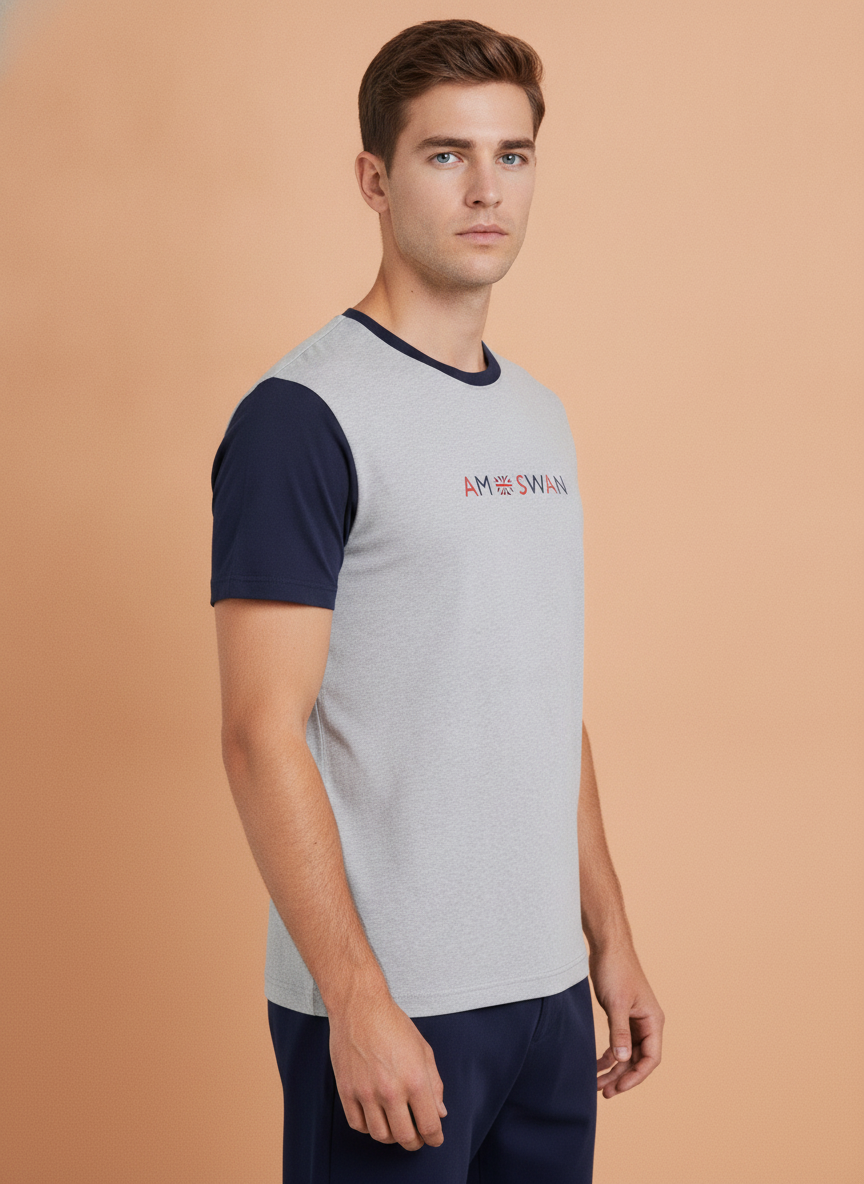 Mens Premium Cotton Printed Colourblock Half Sleeve T-Shirts