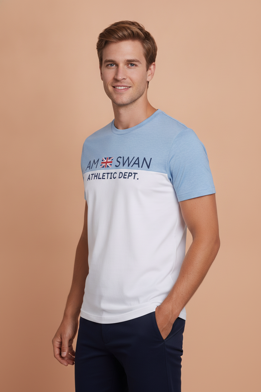 Mens Premium Cotton Colourblock Printed Half Sleeve Crew Neck T-Shirts