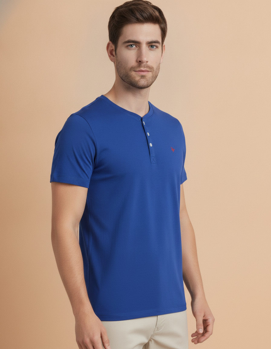 Mens Premium Cotton Half Sleeve Henley T-Shirts