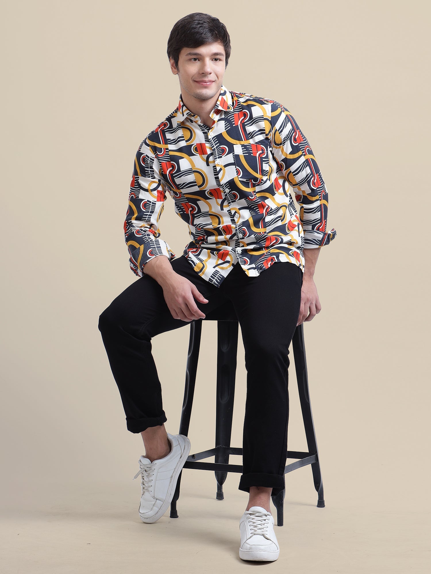 Smart Fit Abstract Printed Men'S Premium Rayon Shirt