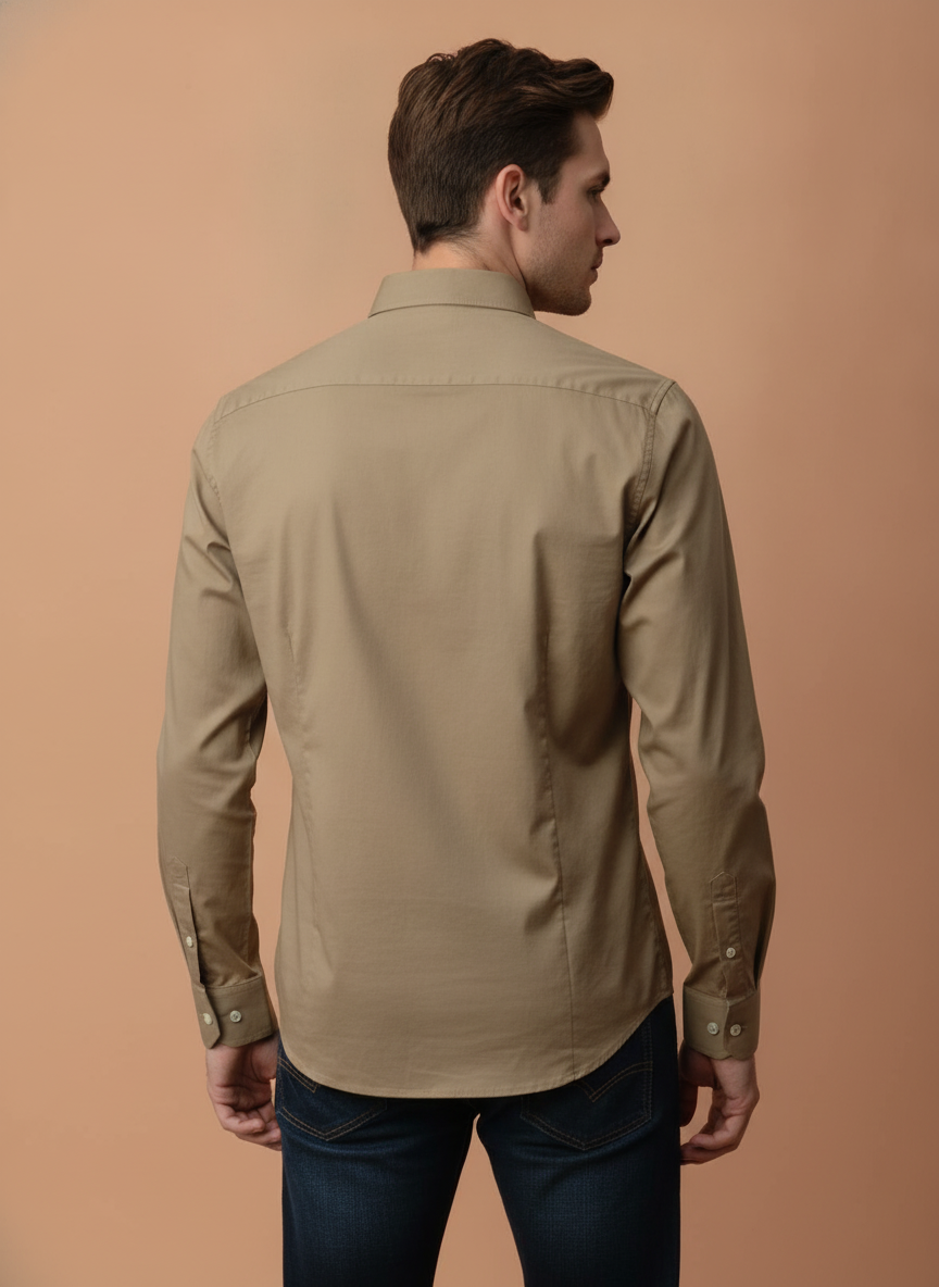 Brown Shirt With Premium Cotton Lycra