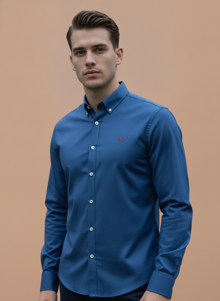 Navy  Shirt With Premium Cotton Lycra