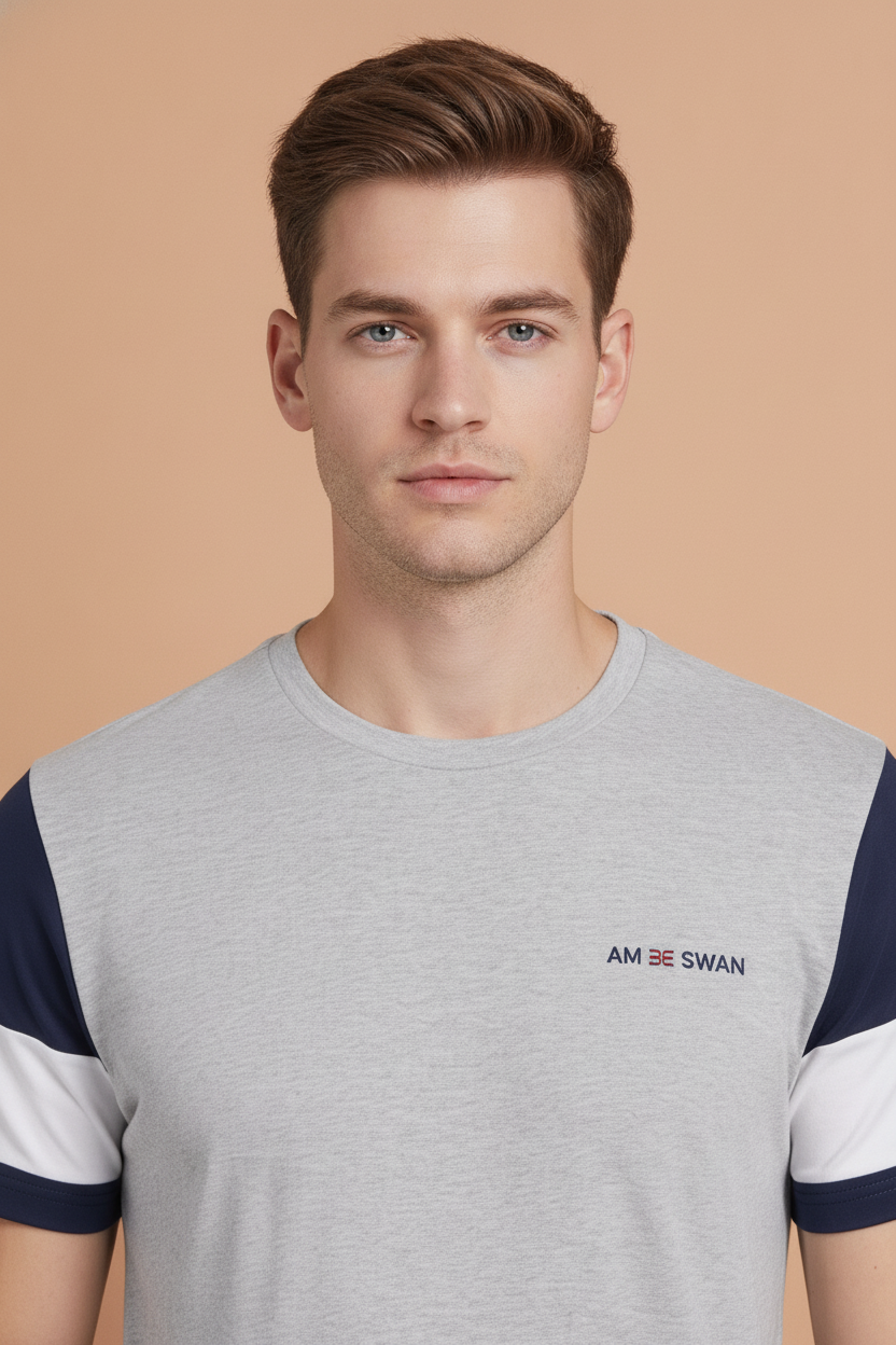 Mens Premium Cotton Colourblock Printed Half Sleeve Crew Neck T-Shirts