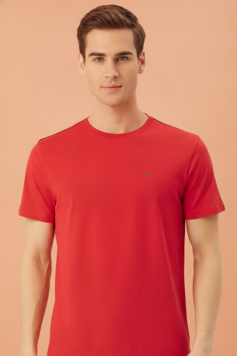 Mens Premium Cotton Lycra Half Sleeve Crew Neck T-Shirts