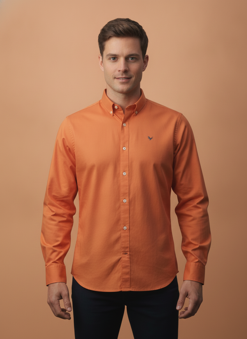 Orange Shirt With Premium Cotton Lycra
