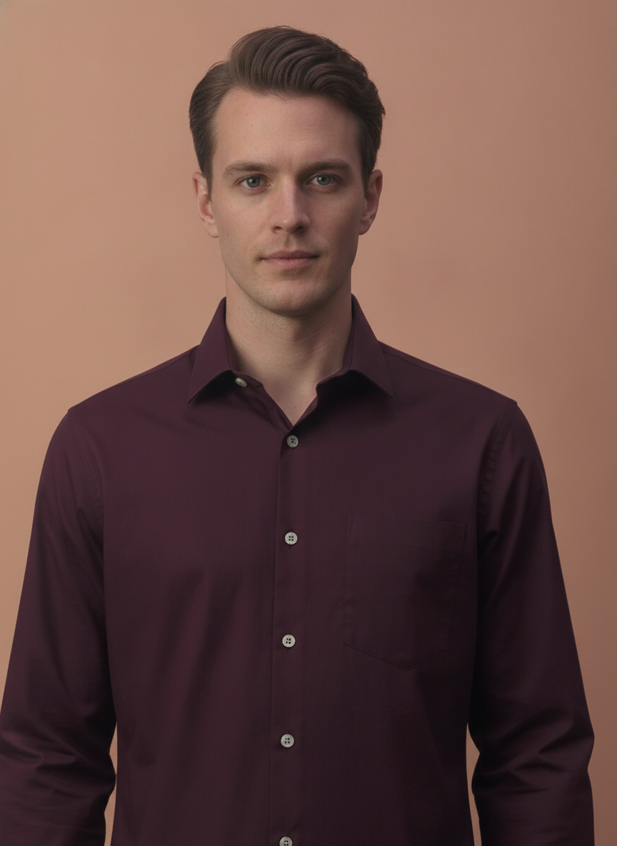 Premium Cotton Lycra Wine Shirt